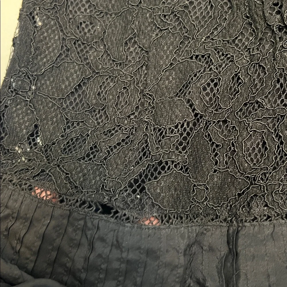 Y2K FREE PEOPLE VINTAGE LACE SILK WHIMSYGOTH BOHO FLOWY MINI DRESS BLACK SIZE 2